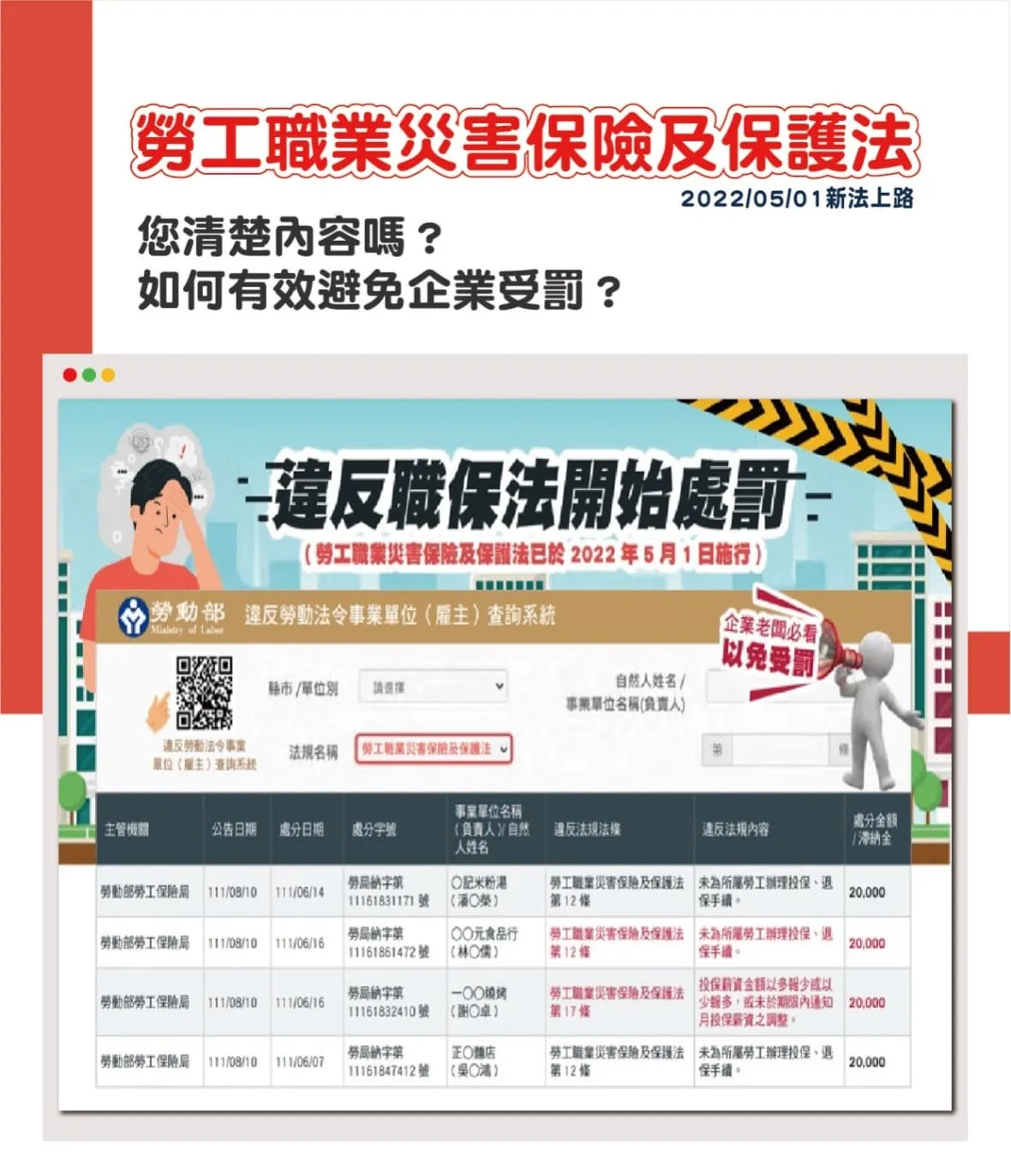勞工職業災害保險及保護法 2022/05/01新法上路
